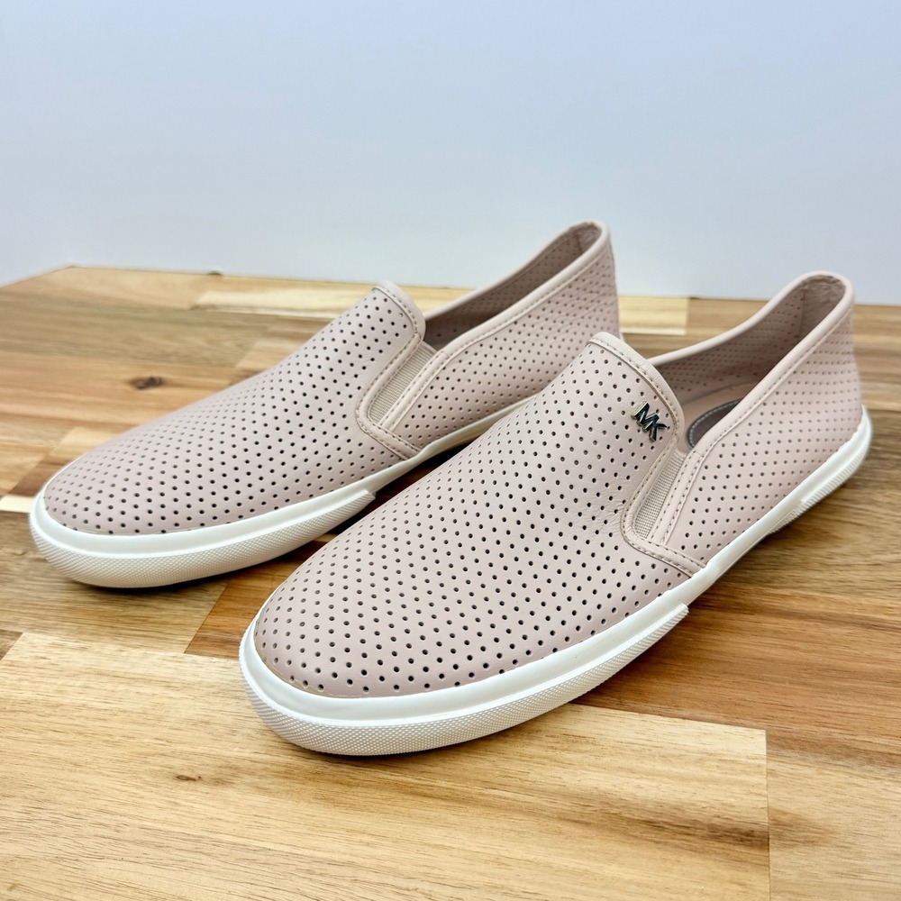 Michael Kors Perforated Leather Slip On Sneakers Blush Pink Women's Shoes 7.5